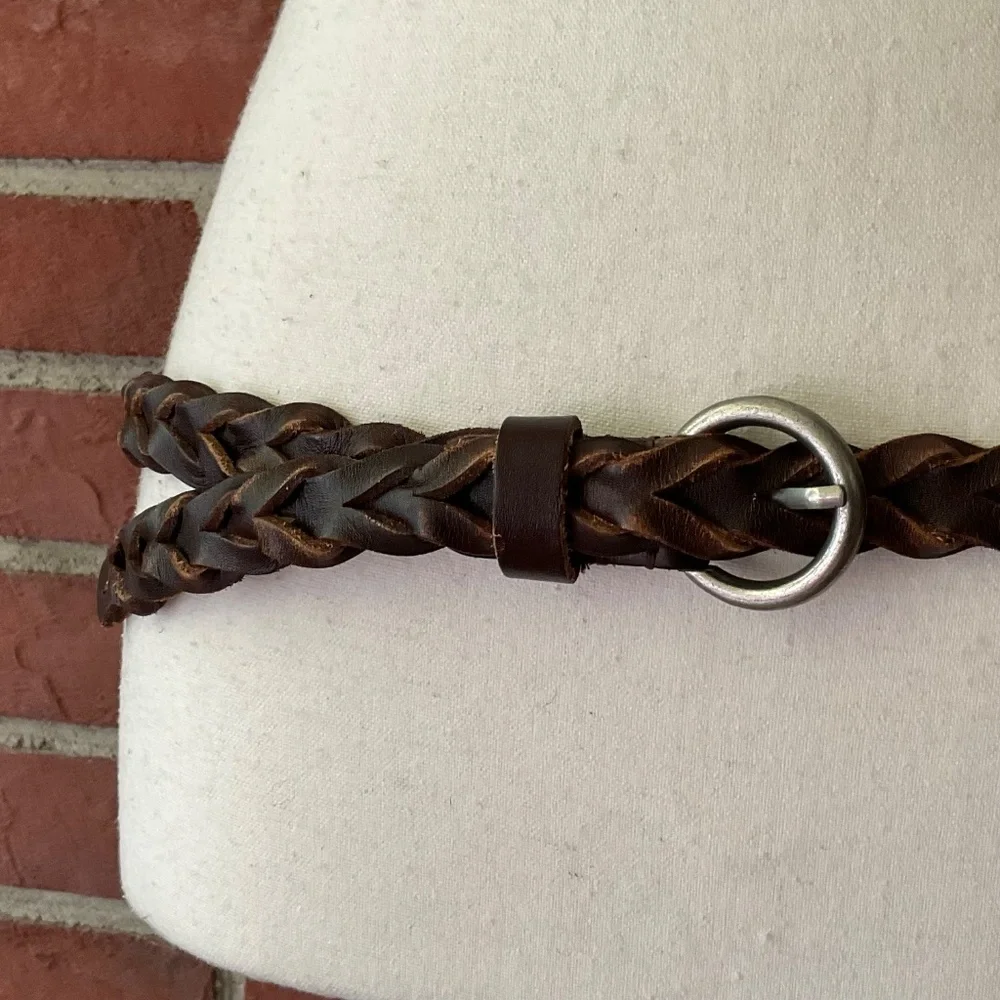 NEW Brown Braided Leather Adjustable Belt Size M/L NWOT